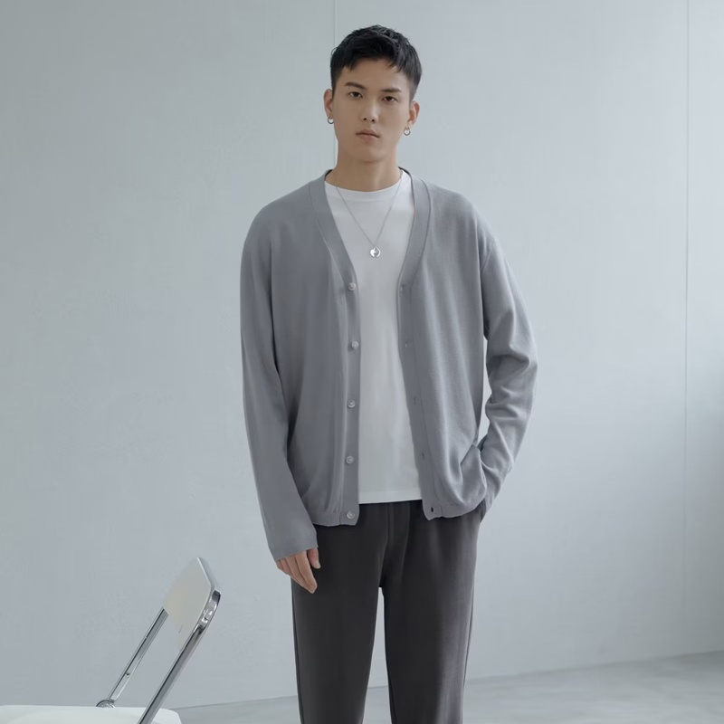 Áo Khoác Cardigan Dệt Kim Cổ Chữ V Dáng Rộng Màu Sắc Đơn Giản Phong Cách Hàn Quốc 6 Màu Lựa Chọn