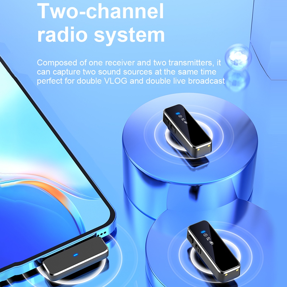Micro Cài Áo Không Dây Mini Có Màn Hình LCD Hai Kênh Ghi Âm LCD Cho IOS Android Laptop Live Stream