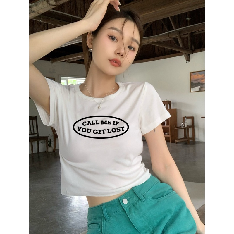 Nrvp [Hàng Có Sẵn] Áo Thun Cotton Tay Ngắn Dáng Ôm In Hình Đồ Họa Độc Đáo Thời Trang Đường Phố Hàn Quốc Dành Cho Bạn Nữ