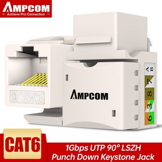 AMPCOM CAT6 Punch Down Keystone Jack, RJ45 Modular Coupler Module Wall Plug Connector Adapter với Chất liệu Không Halogen, Khói Thấp.