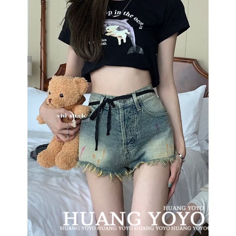 Quần jeans Chữ A Lưng Cao Ống Rộng Thời Trang Mùa Hè Phong Cách Hàn Quốc Cho Nữ