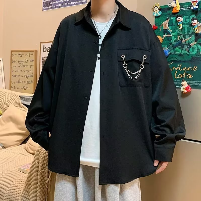 Áo Sơ Mi Dài Tay Phong Cách Hàn Quốc Đơn Giản 3 Màu Tùy Chọn Size M-2XL