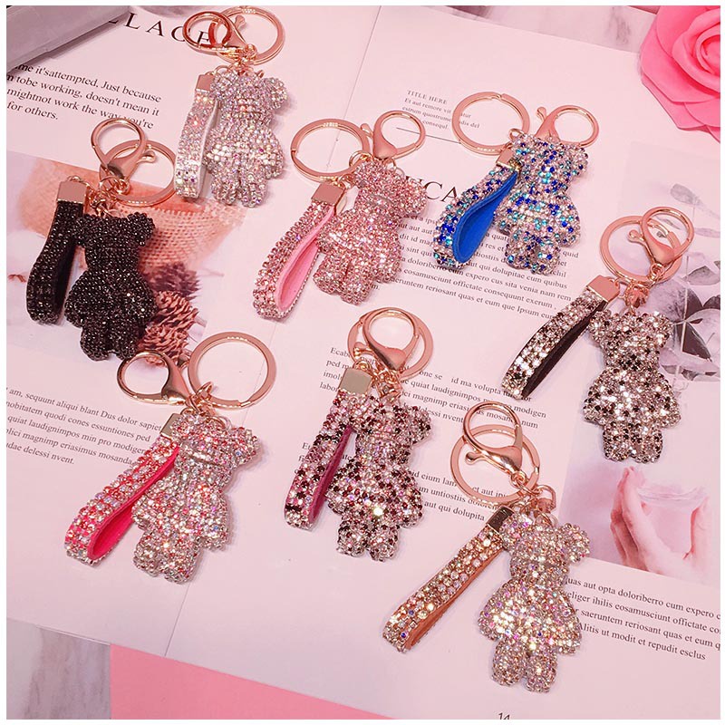 Móc Khóa Hình Gấu Đính Đá Dễ Thương