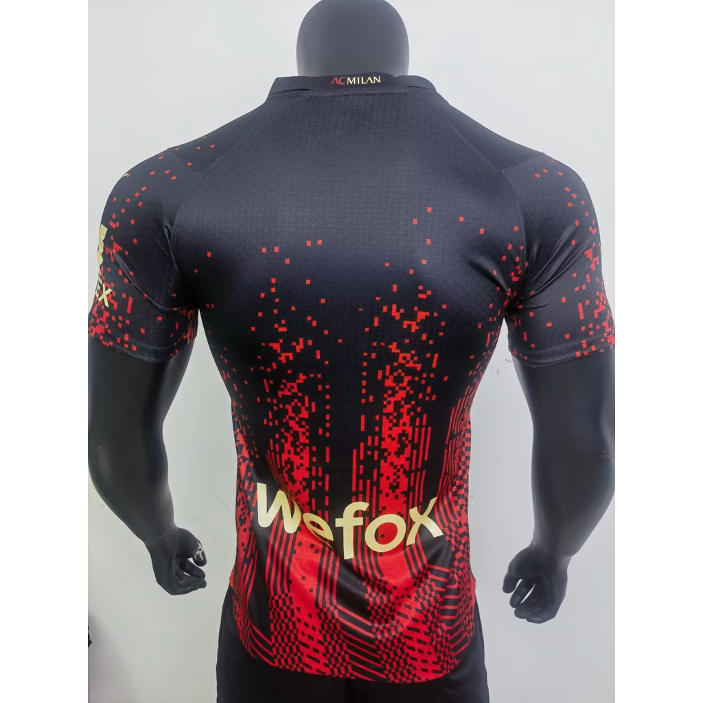 Áo Thun Bóng Đá Màu Đỏ Đen Size S-2XL AC Milan 23-24
