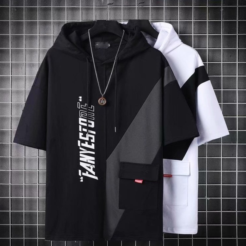 Áo hoodie cotton Tay Ngắn Dáng Rộng plus Size Thời Trang Mùa Hè Cho Nam