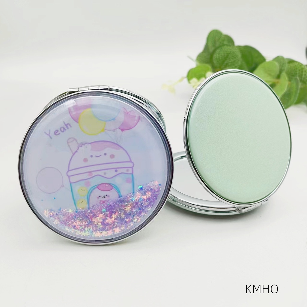 KMHO  Gương   mini   thiết   kế   vỏ   kim   tuyến   nước   lấp   lánh   chất   lượng   cao   gấp   Làm lành đi  Gương