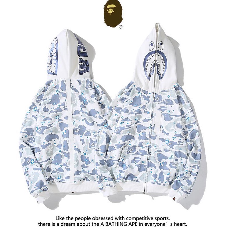 Bape Áo Khoác Hoodie Tay Dài Dáng Rộng In logo BAPE X MCM Họa Tiết Rằn Ri Thêu logo Bên Hông