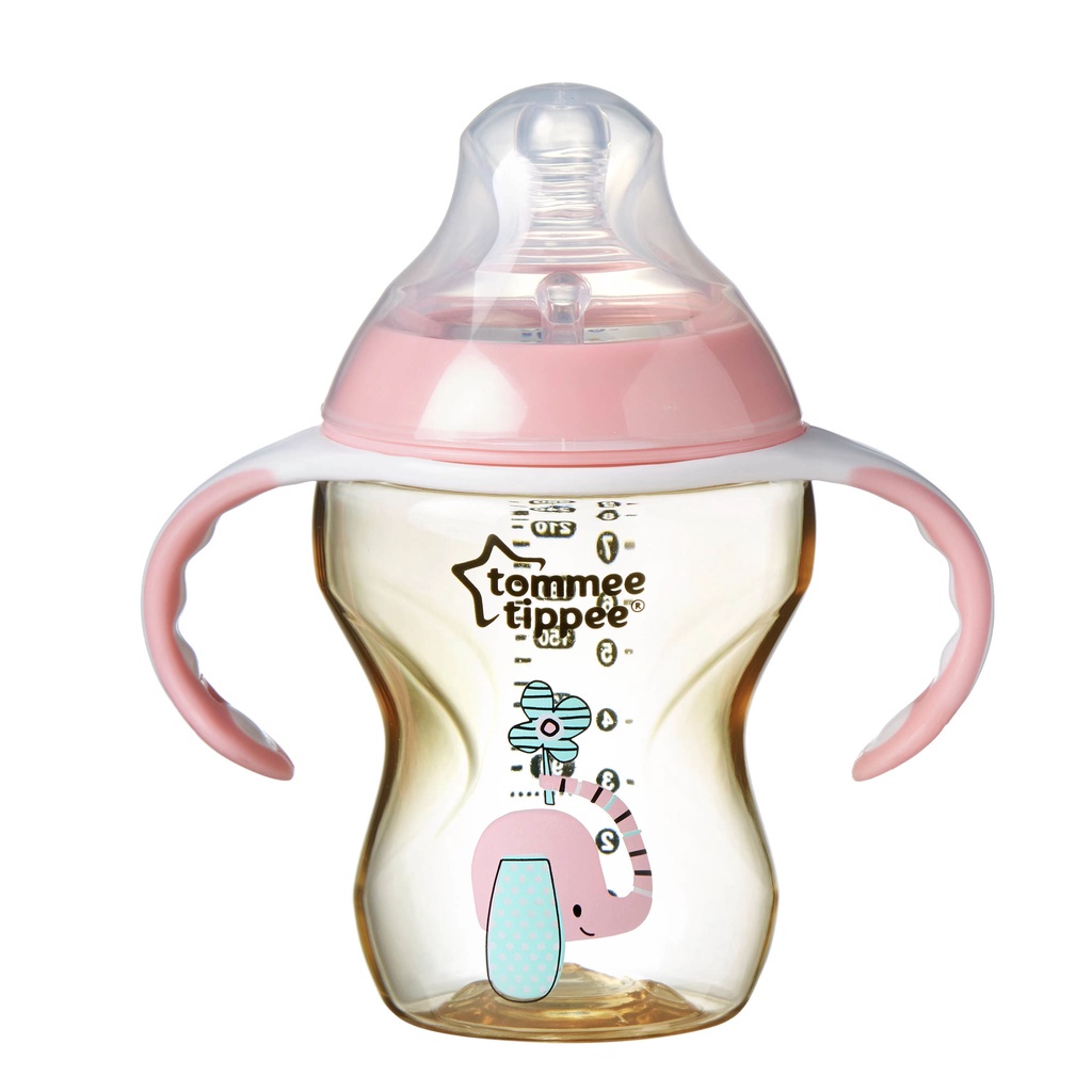 Tommee Tippee Close To Nature PPSU Với Trà Siêu Mềm 9oz / 260ml Thiết Kế Hồng / Xanh Dương