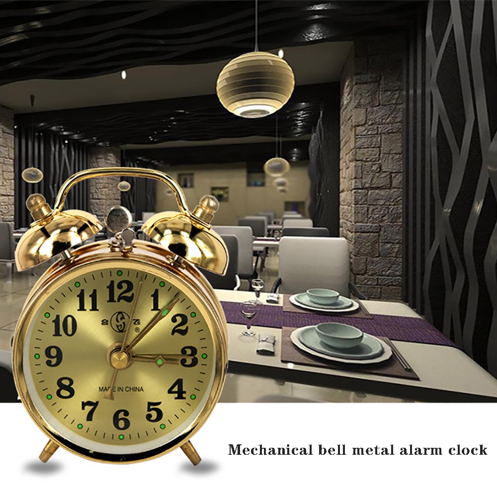 Đồng Hồ Báo Thức Kim Loại Mạ Vàng Phong Cách Vintage Dễ Thương