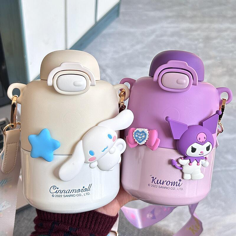 Bình Nước Giữ Nhiệt 420ml Bằng Thép Không Gỉ Họa Tiết Sanrio Kuromi Cinnamoroll Melody