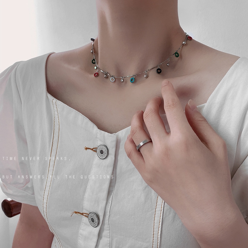 Vòng Cổ Choker Thiết Kế Tua Rua Nhiều Màu Sắc Thời Trang Hàn Quốc Cho