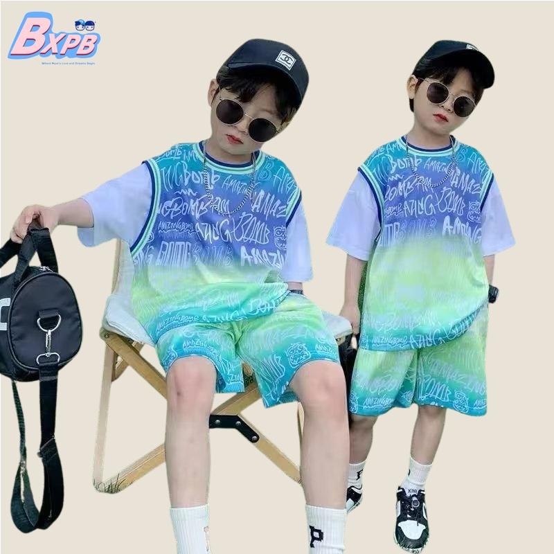 Bộ Đồ Thể Thao Ngắn Tay Thời Trang Mùa Hè Mới Cho Bé Trai 3-15 Tuổi 100-160