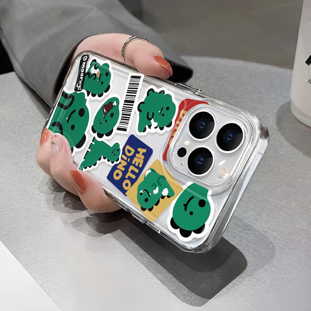 Ốp Điện Thoại Tpu Trong Suốt Hình Khủng Long Màu Xanh Lá Cho iphone 14promax 13 12 11 7Plus 7 8 X XR XSMax