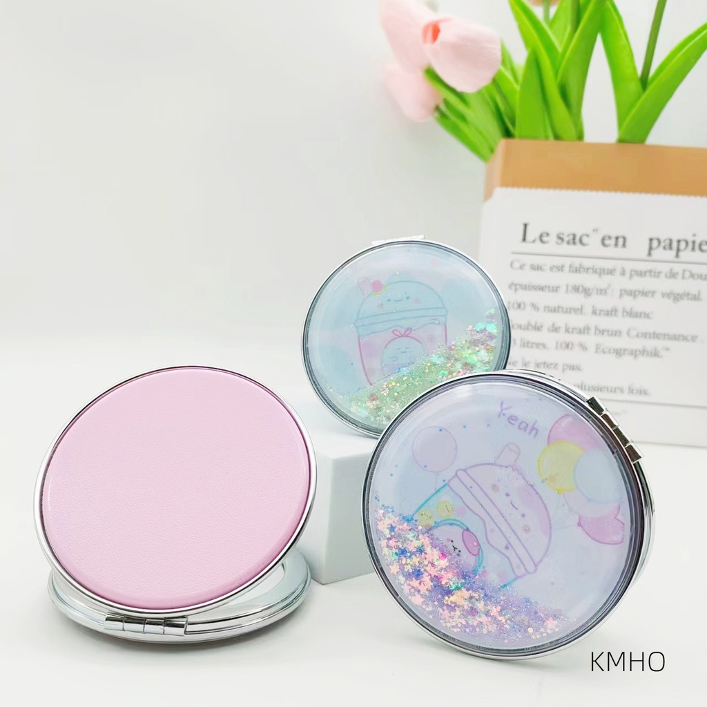 KMHO  Gương   mini   thiết   kế   vỏ   kim   tuyến   nước   lấp   lánh   chất   lượng   cao   gấp   Làm lành đi  Gương