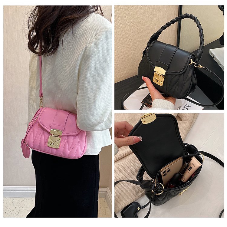 Túi Xách Dây Xích Dày Dặn Họa Tiết Hình Thoi Thời Trang Cho Nữ