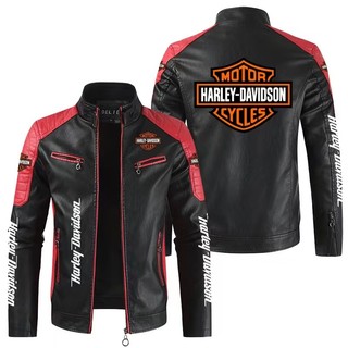 Áo khoác da cỡ lớn in logo harley davidson cá tính cho nam