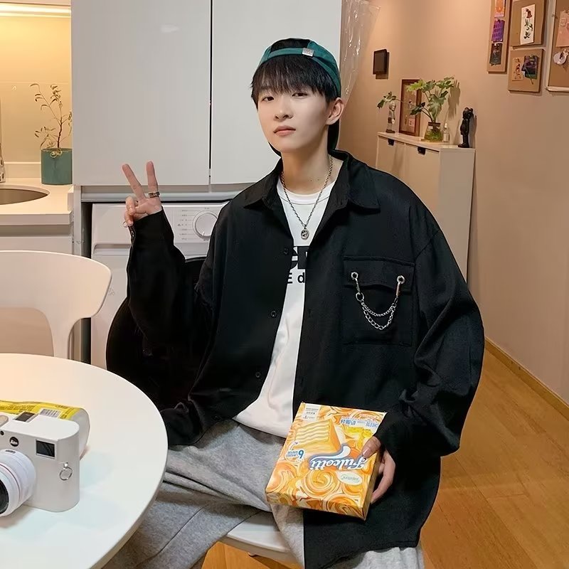 Áo Sơ Mi Dài Tay Phong Cách Hàn Quốc Đơn Giản 3 Màu Tùy Chọn Size M-2XL