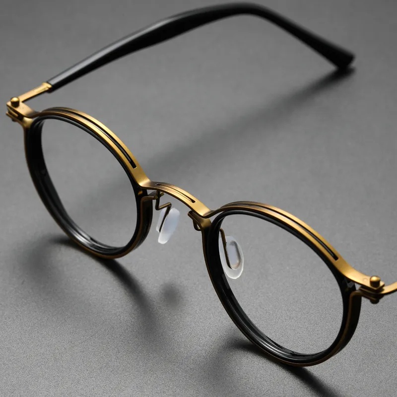 Mắt Kính Gọng Tròn Bằng Titan Phong Cách Vintage Thời Trang Cho Nam Nữ