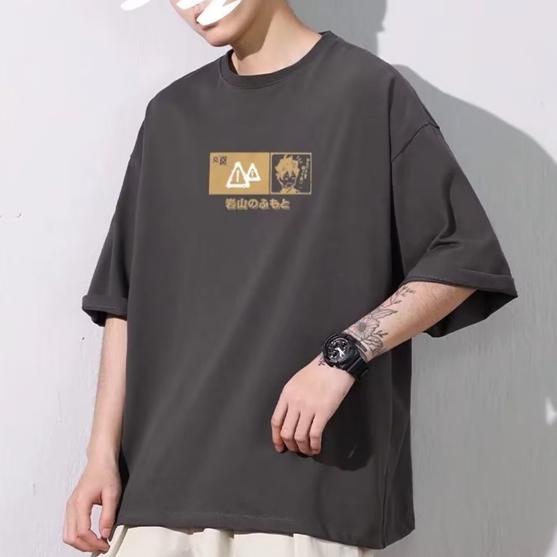 Áo Thun Tay Ngắn Cổ Tròn In Hình Thời Trang 5 Màu Tùy Chọn