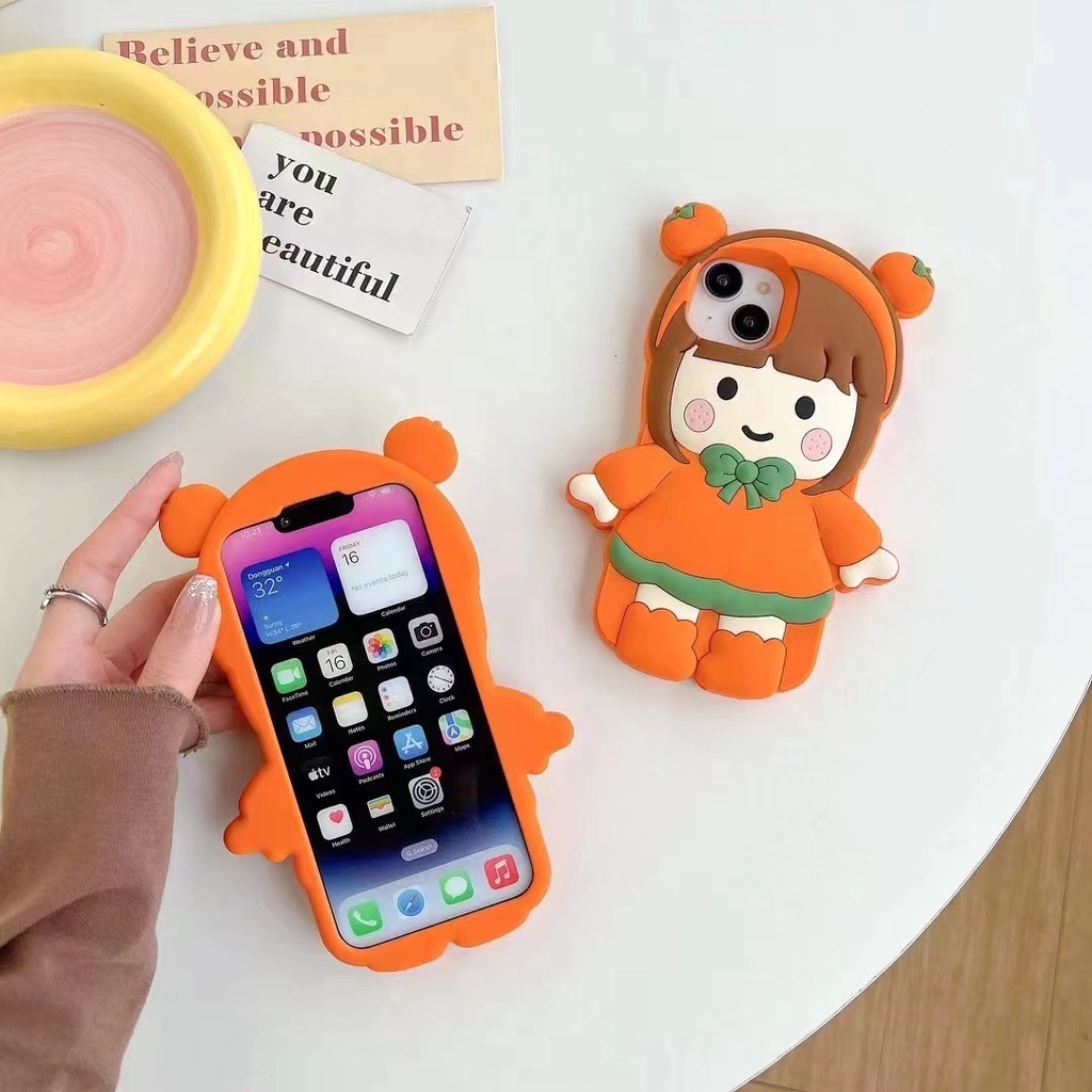 Ốp Điện Thoại Silicon Mềm Hình Cô Gái Hoạt Hình 3d Cho iPhone14 13 11 12 Pro MAX