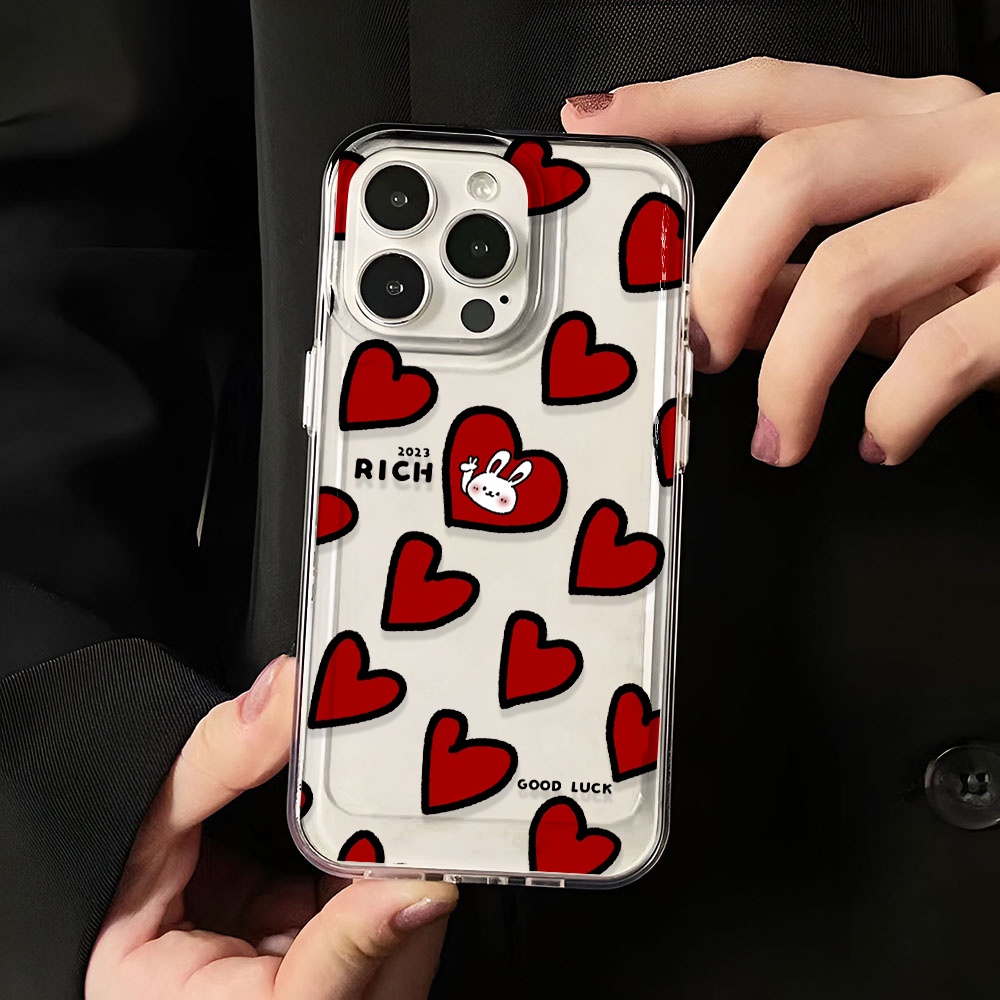 Ốp Điện Thoại Trong Suốt Họa Tiết Trái Tim Cho iphone 14promax 13 12 11 7Plus 7 8 Plus X XR XSMax