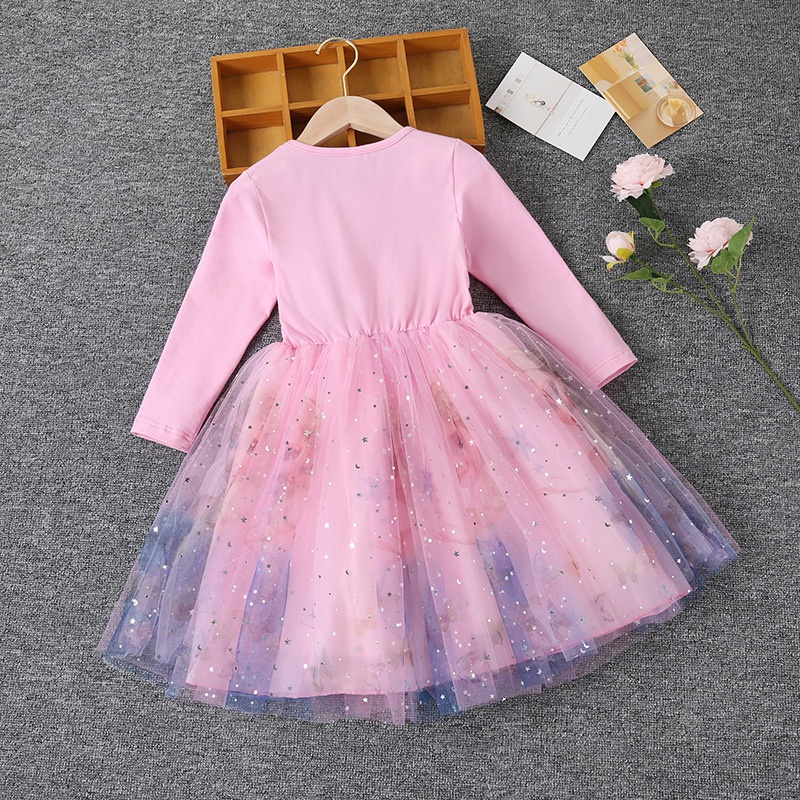 Đầm Công Chúa Elsa Tay Dài Dễ Thương Cho Bé Gái