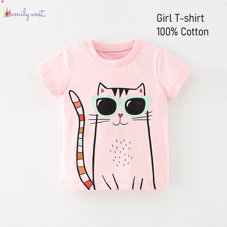 Áo thun tay ngắn cổ tròn họa tiết hoạt hình thời trang đáng yêu cho bé