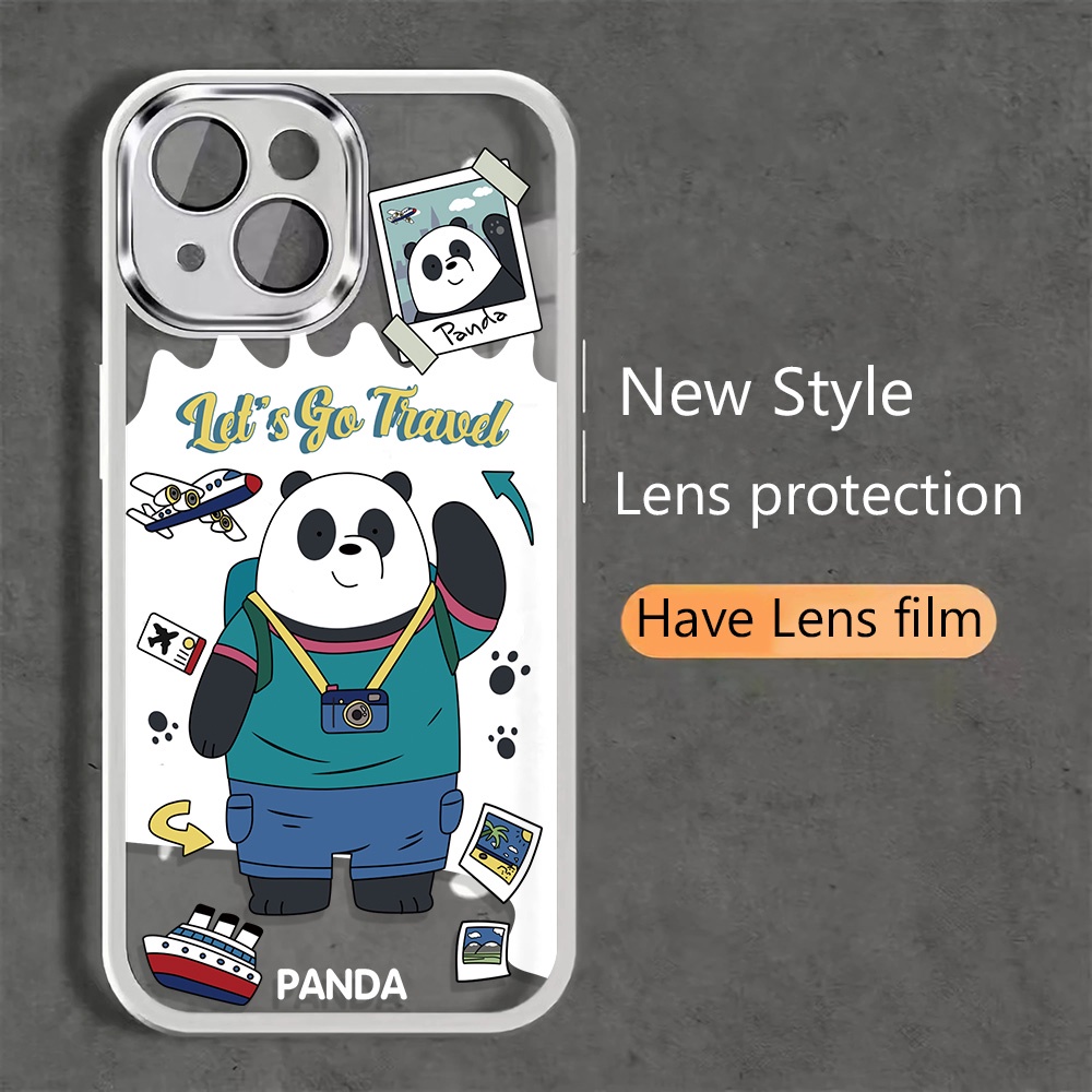 Miếng Dán Bảo Vệ Camera In Hình Gấu Trắng Bằng Kim Loại Cho iphone 14promax 11 13 12 7Plus X XS Max