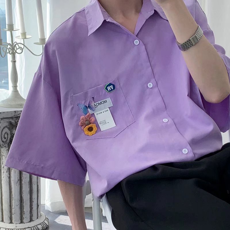 Áo Sơ Mi Tay Ngắn Dáng Rộng Phong Cách Hàn Quốc Nhật Bản Thời Trang Mùa Hè Cho Nam Và Nữ Size M-3XL Sa