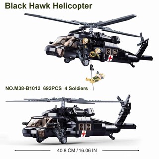 Mô hình đồ chơi giáo dục Lắp ráp Trực Thăng chim ưng đen 60 Sluban B1012 Black Hawk Helicopter
