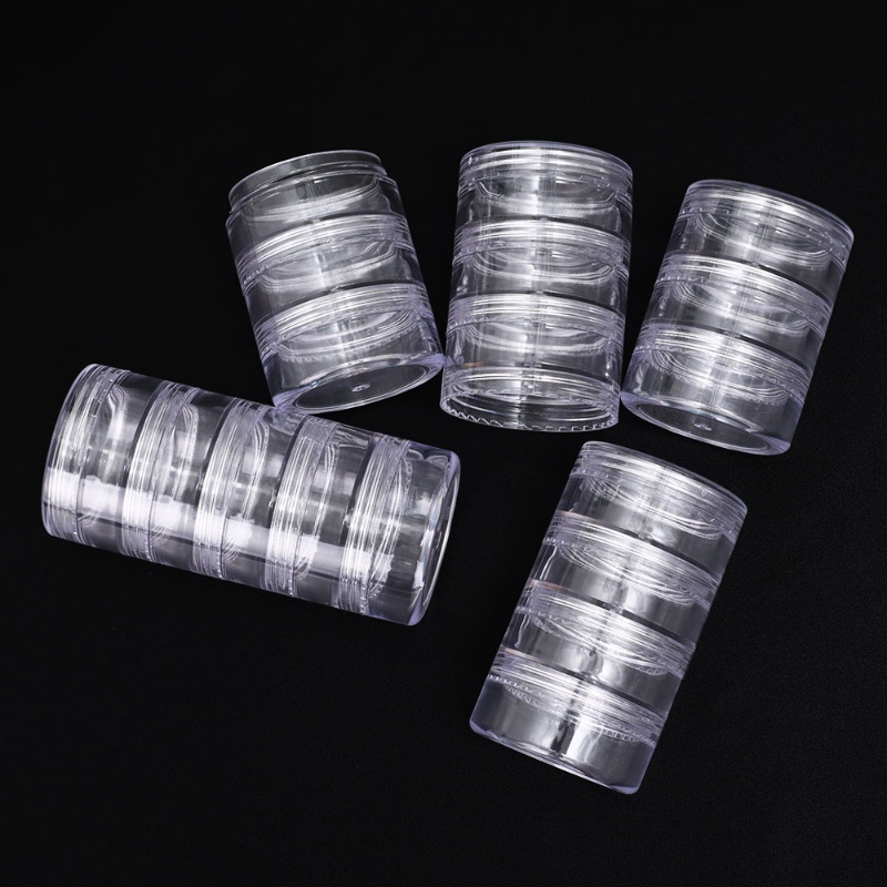 Hộp Nhựa Tròn 2-7 Tầng Trong Suốt Đựng Trang Sức / Hạt Trang Trí Móng Tay Để Bàn Chống Bụi