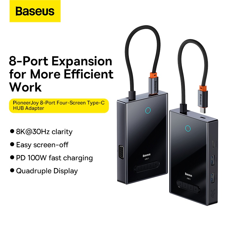 BASEUS Bộ Chia Cổng USB 4K @ 60Hz HDMI-Compatible Với 2 * USB3.0 + USB-C + USB2.0 + Đầu Đọc Thẻ SD + TF Cho MacBook &amp; USB-C