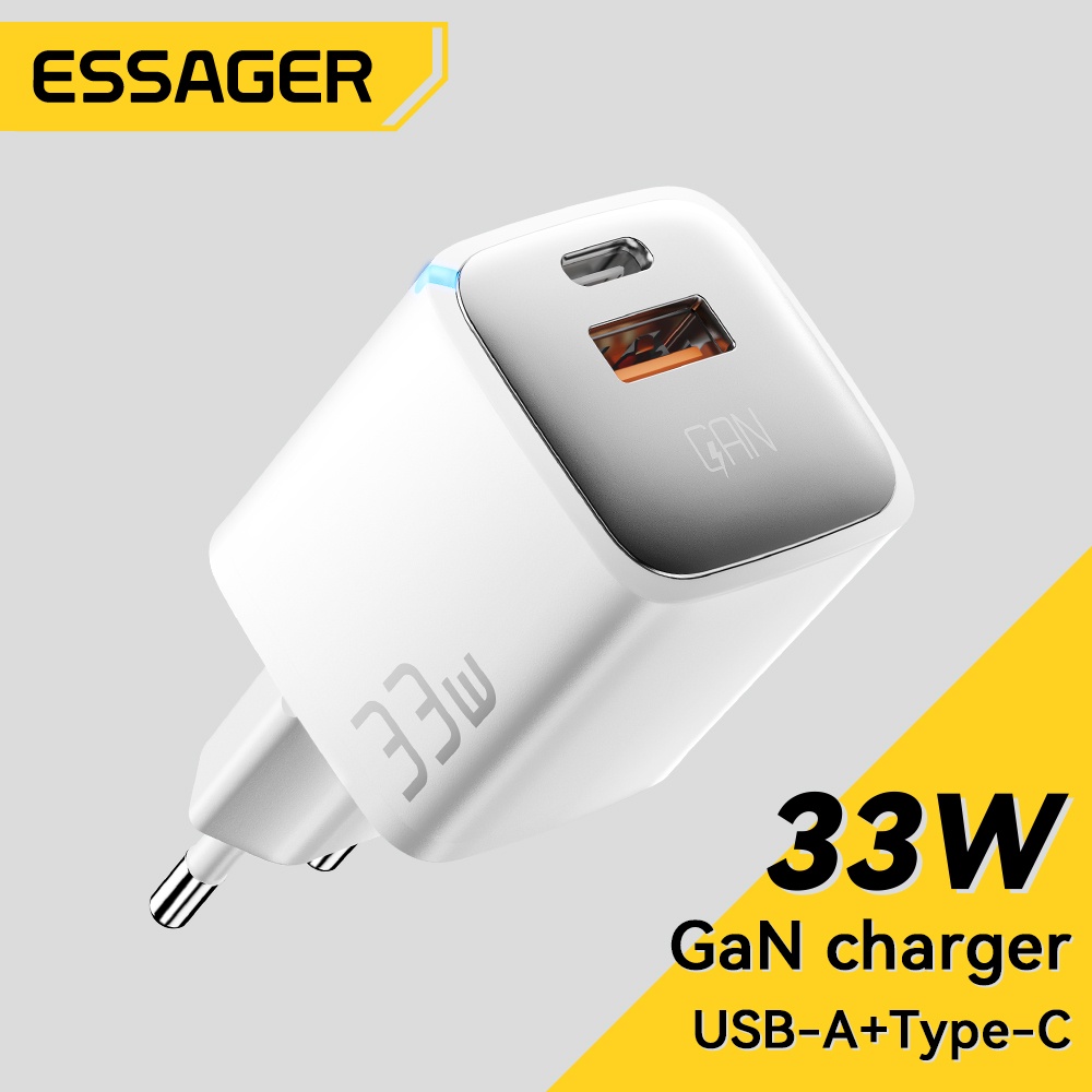 Cục sạc nhanh ESSAGER 33W GaN USB C PD thích hợp cho iP 14 13 Max Pro iPd