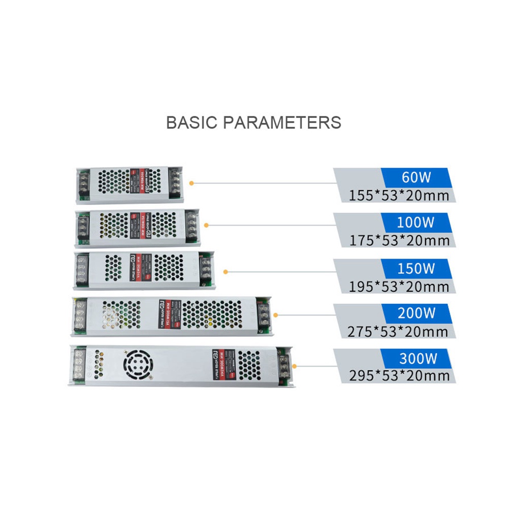 Bộ Chuyển Đổi Nguồn Đèn LED DC12V / 24V 60W 100W 150W 200W 300W AC190-240V