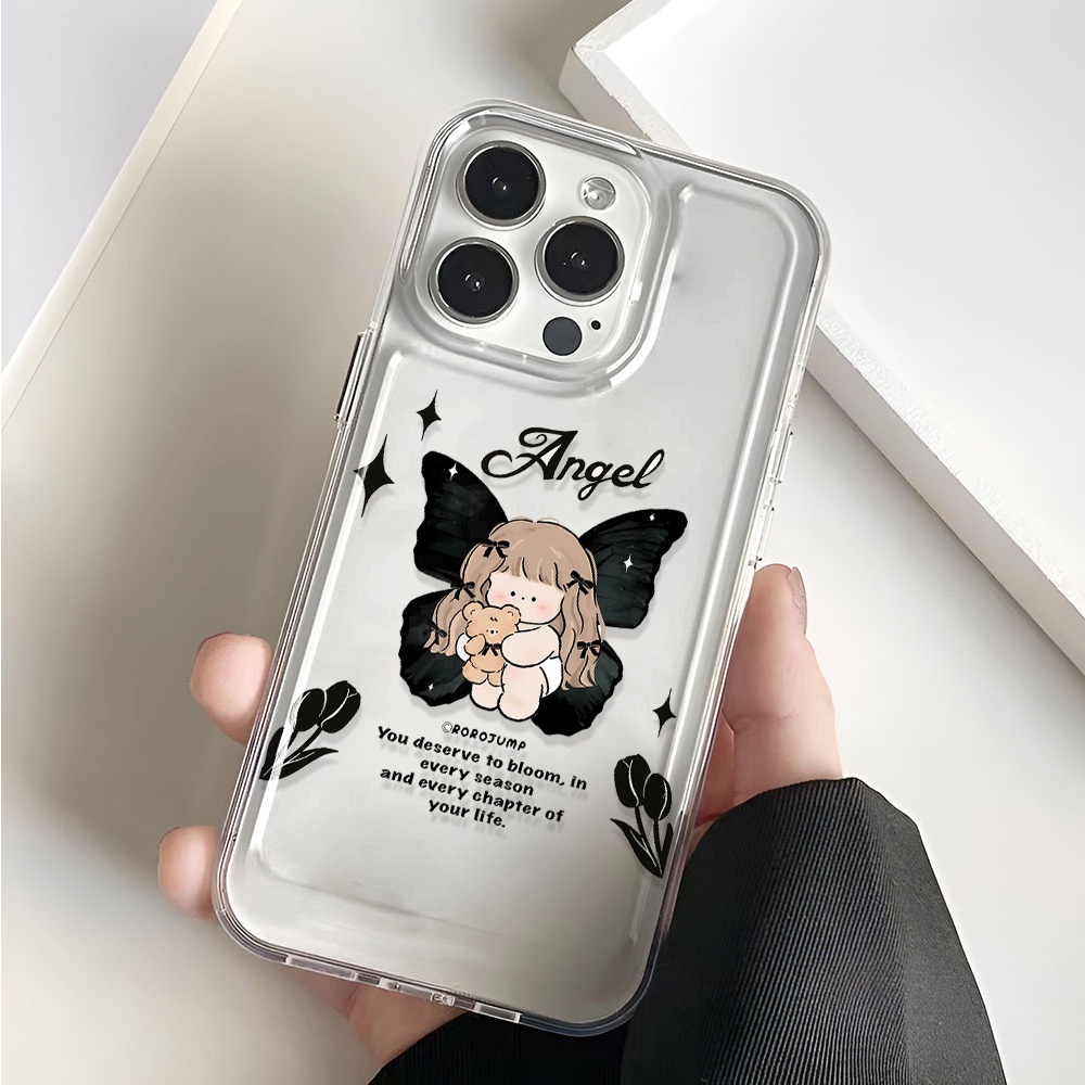Ốp Điện Thoại Trong Suốt In Hình Gấu Cô Gái Cho iphone 14promax 13 12 11 7Plus 7 8 Plus X XR XSMax