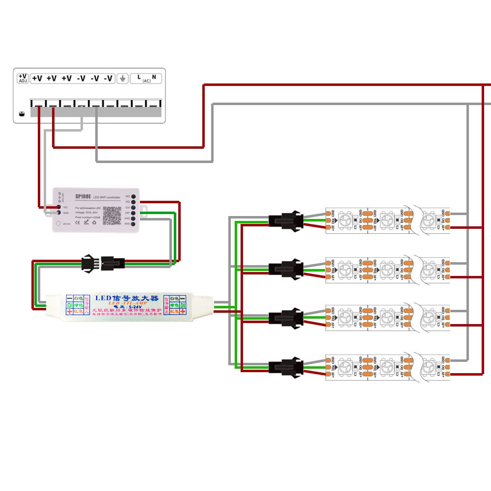 Mô Đun Khuếch Đại Tín Hiệu Đèn LED Mini TTL Cho WS2811 WS2812B SK6812 3Pin 1 Đến 4 / 8 DC5-24V