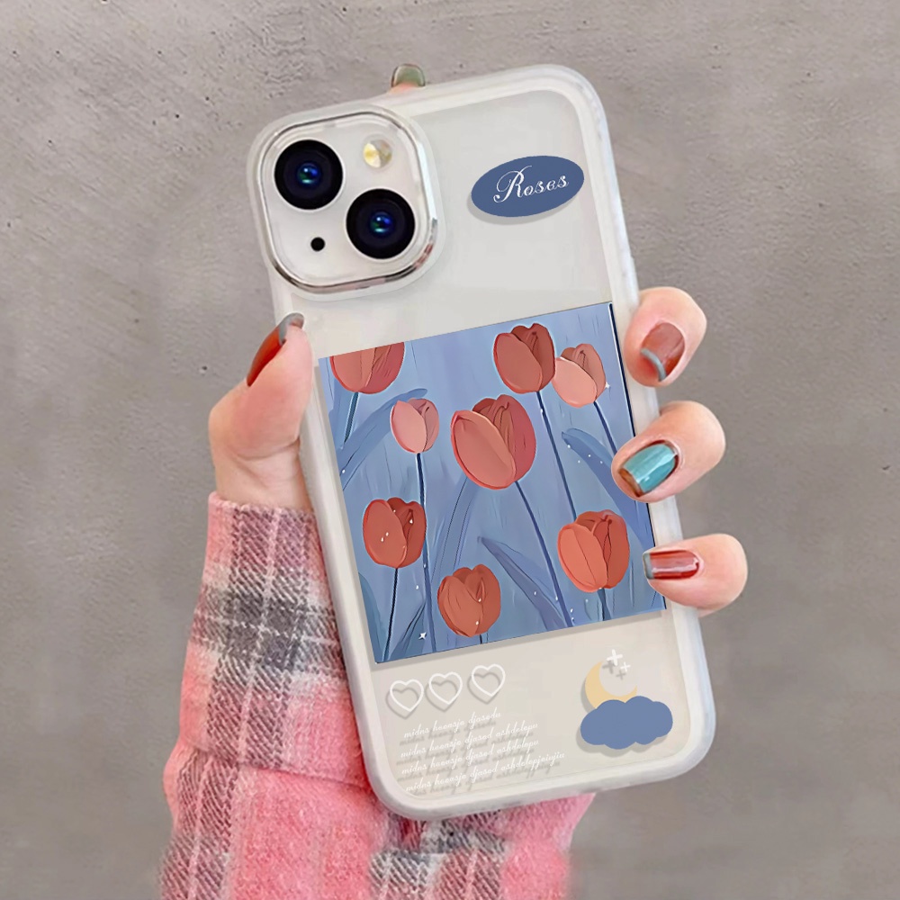 Miếng Dán Bảo Vệ lens Chụp Hình Hoa tulip Bằng Kim Loại Cho iphone 14promax 11 13 12 7Plus X XS Max Ốp