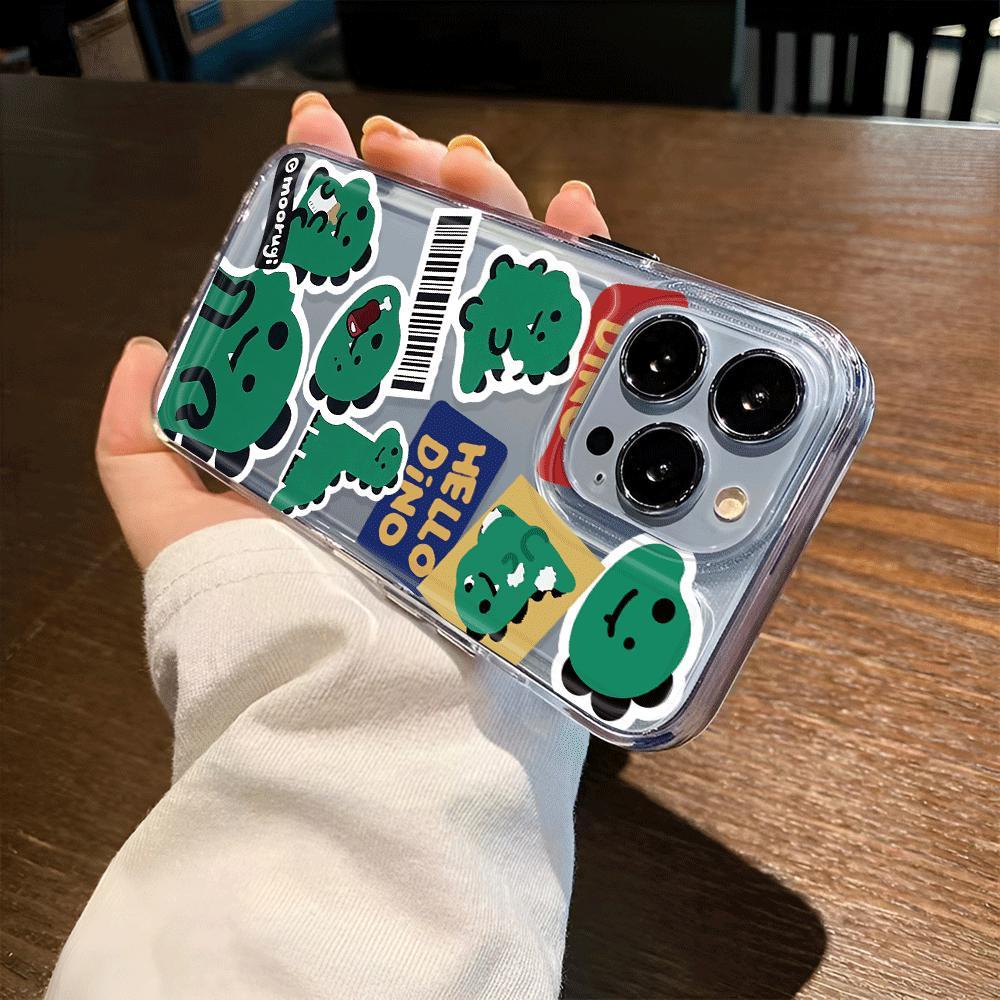 Ốp Điện Thoại Tpu Trong Suốt Hình Khủng Long Màu Xanh Lá Cho iphone 14promax 13 12 11 7Plus 7 8 X XR XSMax