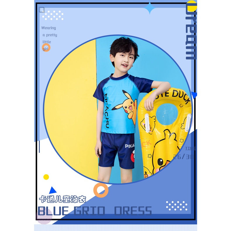 Bộ Đồ Bơi In Hoạt Hình Pikachu Dễ Thương Cho Bé Trai