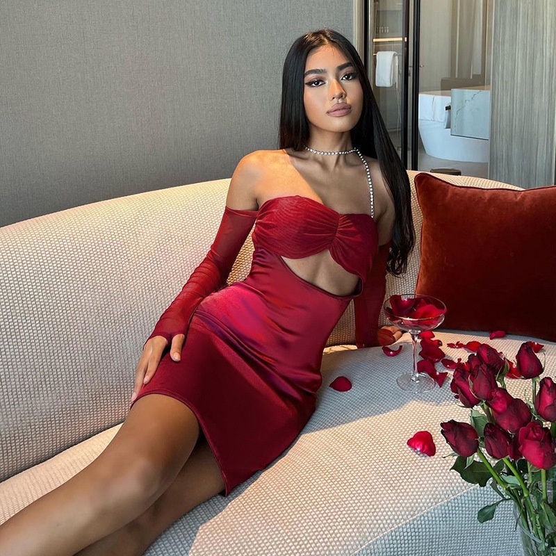 Đầm Lưới Xếp Ly Hở Vai Gợi Cảm Cho Nữ