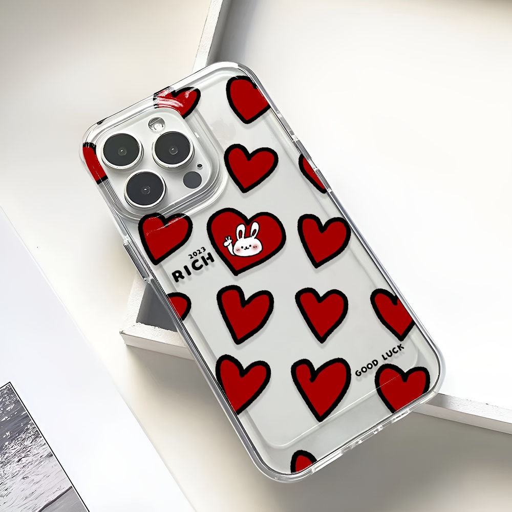 Ốp Điện Thoại Trong Suốt Họa Tiết Trái Tim Cho iphone 14promax 13 12 11 7Plus 7 8 Plus X XR XSMax