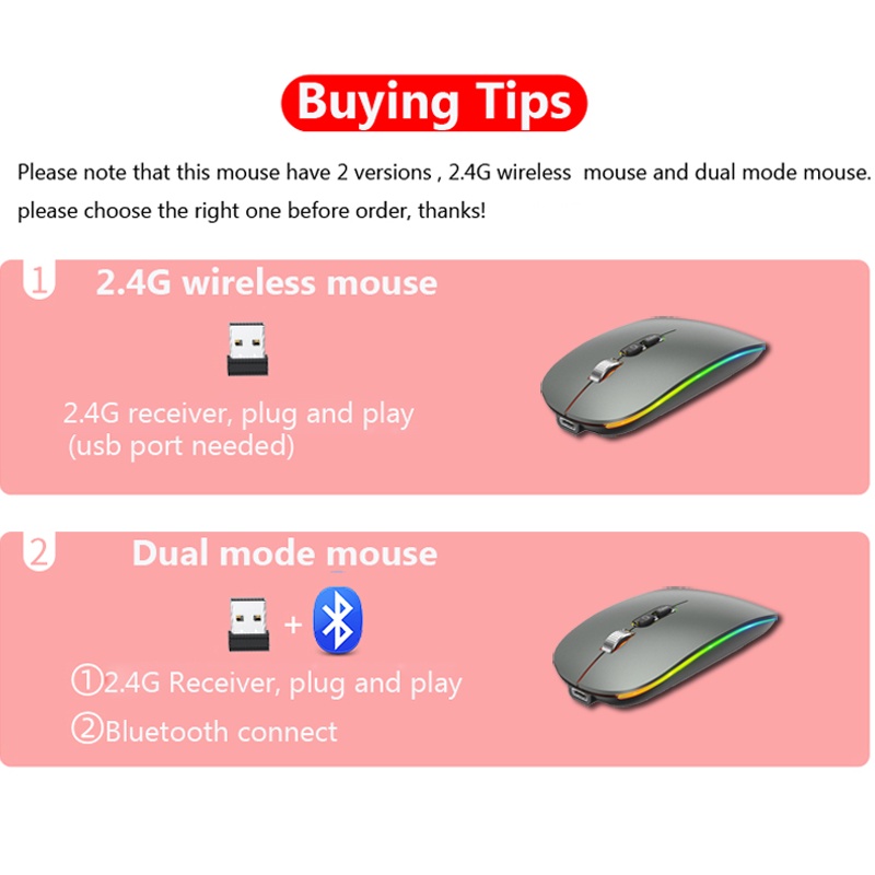 Chuột Không Dây Bluetooth 2.4G Hai Chế Độ Có Đèn Nền Loại C Cho Máy Tính