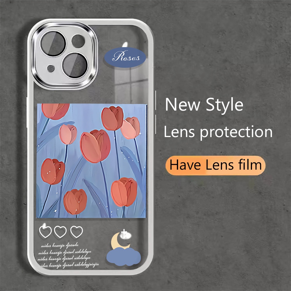 Miếng Dán Bảo Vệ lens Chụp Hình Hoa tulip Bằng Kim Loại Cho iphone 14promax 11 13 12 7Plus X XS Max Ốp