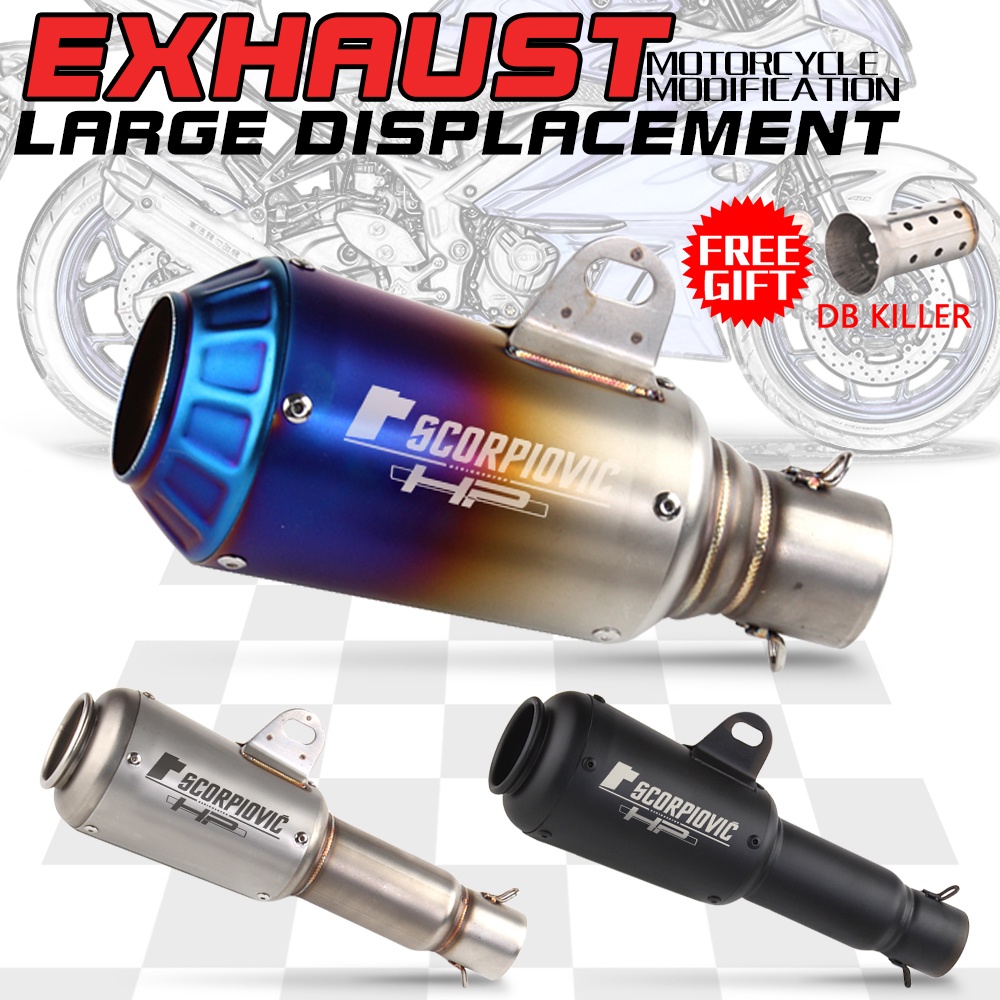 Ống xả xe máy đa năng Akrapovic Ống giảm thanh 51MM có thể tháo rời DB Killer cho tmax R3 Z900 ADV75