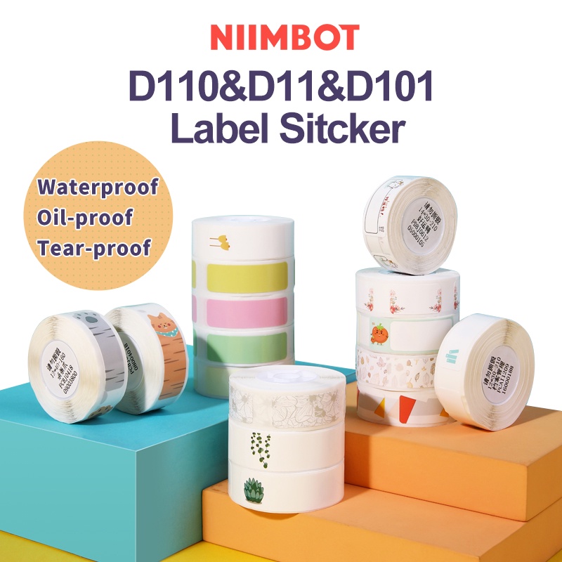 Cuộn giấy dán nhãn nhiệt NIIMBOT D110/ D11/ D101 tự dính chống thấm nước tiện lợi