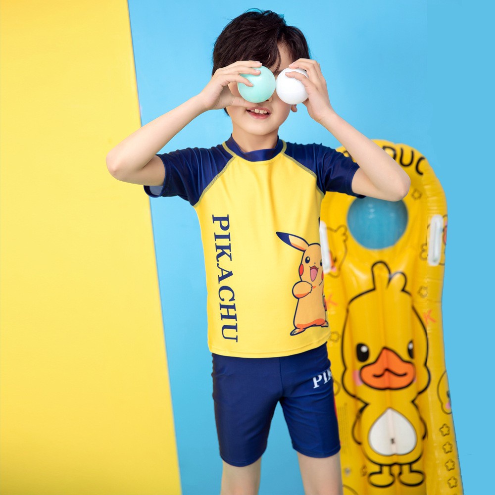 Bộ Đồ Bơi In Hoạt Hình Pikachu Dễ Thương Cho Bé Trai
