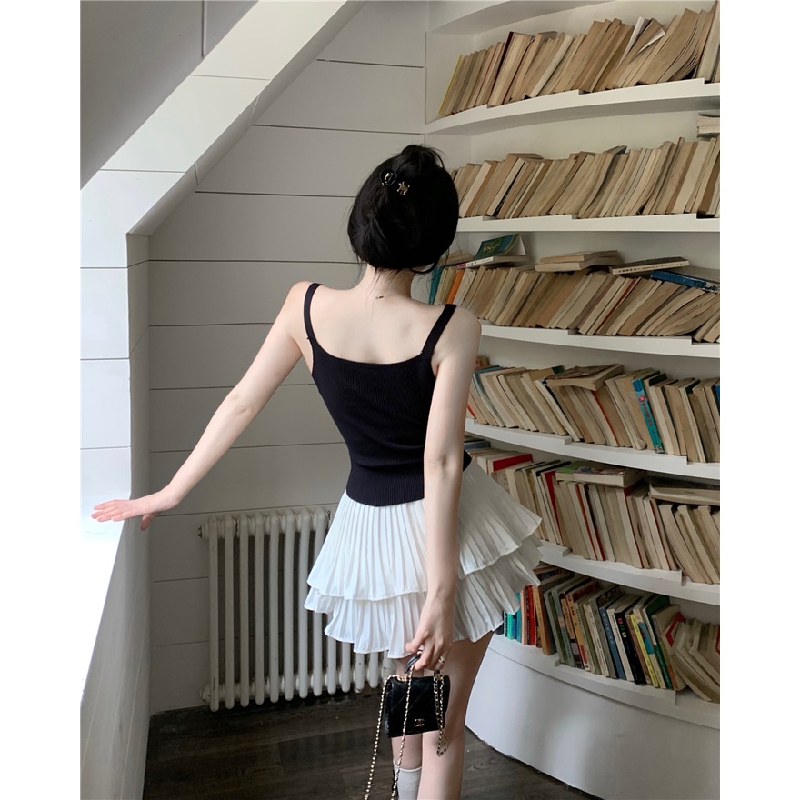 HUANG YOYO Áo Tank Top Dệt Kim Sát Nách Thời Trang Mùa Hè Hàn Quốc Quyến Rũ Cho Nữ