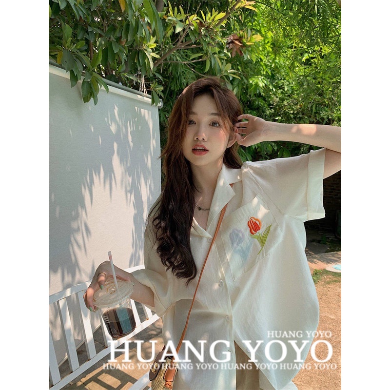 Áo Sơ Mi Chống Nắng Tay Ngắn Dáng Rộng Thời Trang Mùa Hè Phong Cách Hàn Quốc Cho Nữ
