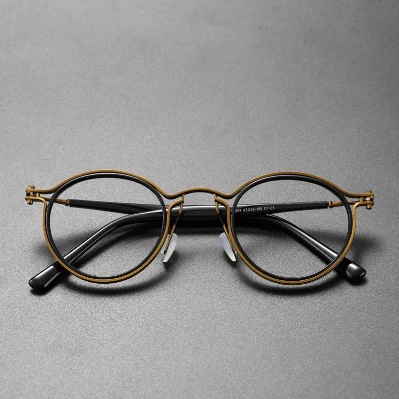 Mắt Kính Gọng Tròn Bằng Titan Phong Cách Vintage Thời Trang Cho Nam Nữ