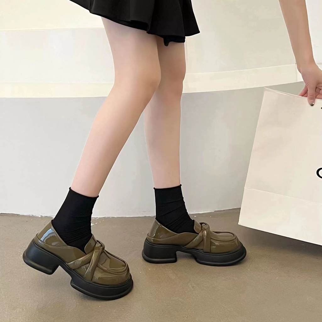 Giày Da Oxford Đế Dày Tăng Chiều Cao Thời Trang Mùa Xuân 2023 Phong Cách Retro